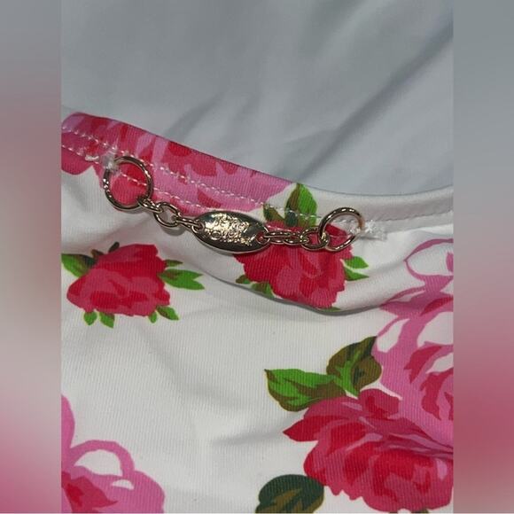 NEW BETSEY JOHNSON LOVE ALWAYS PRINT WHITE PINK ROSES ONE PEICE SWIMSUIT SZ M - Picture 7 of 13